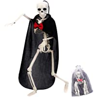 Esqueleto Halloween- Cuerpo Completo Poseable Esqueleto con Articulaciones Móviles- Ropa y Cuerdas Colgantes para…